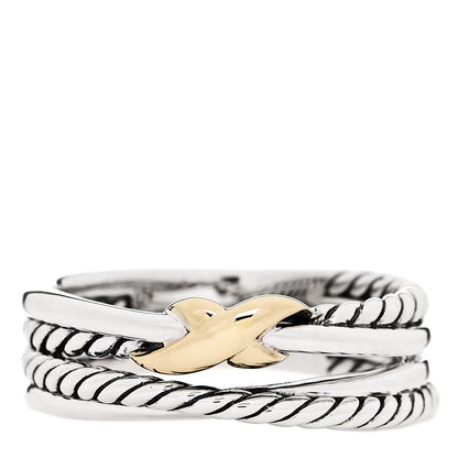 David Yurman Sterling Silver 18K Yellow Gold 6mm X Crossover Ring 54 7 1 of 4