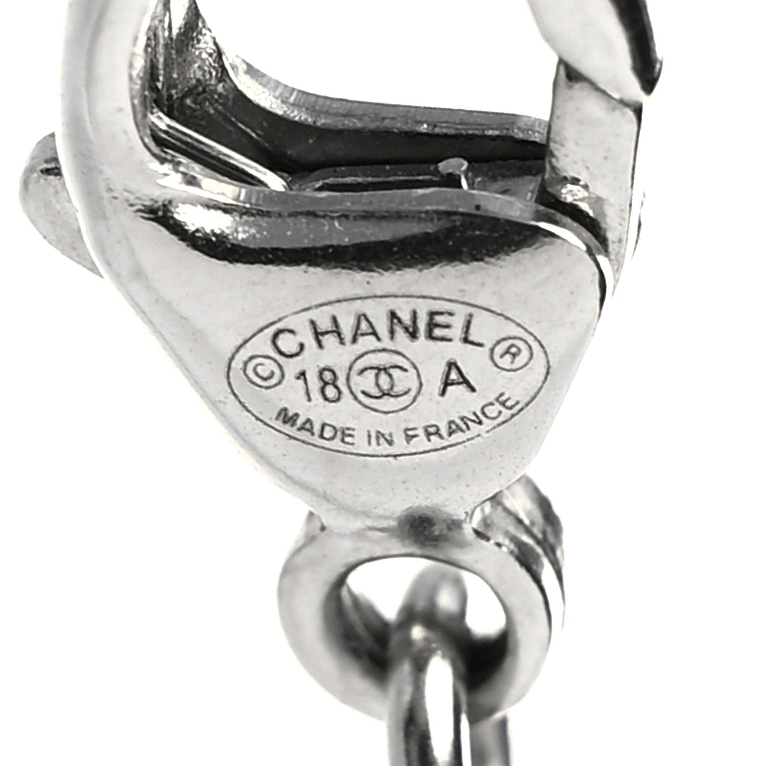 Chanel Pearl Crystal Chain CC Long Necklace Silver 5 of 5