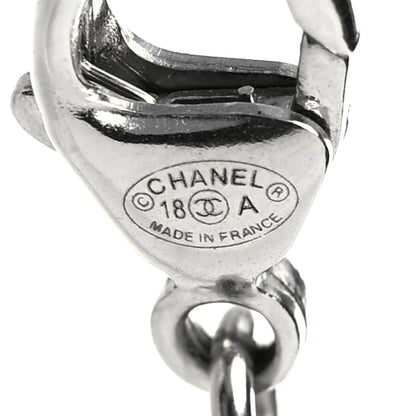 Chanel Pearl Crystal Chain CC Long Necklace Silver 5 of 5