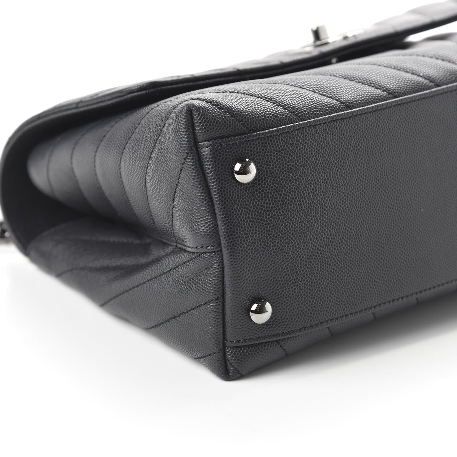 Chanel Caviar Chevron Quilted Small Coco Handle Flap Dark Grey 7 of 12