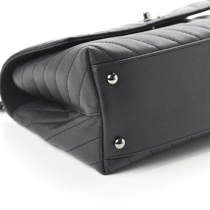 Chanel Caviar Chevron Quilted Small Coco Handle Flap Dark Grey 7 of 12
