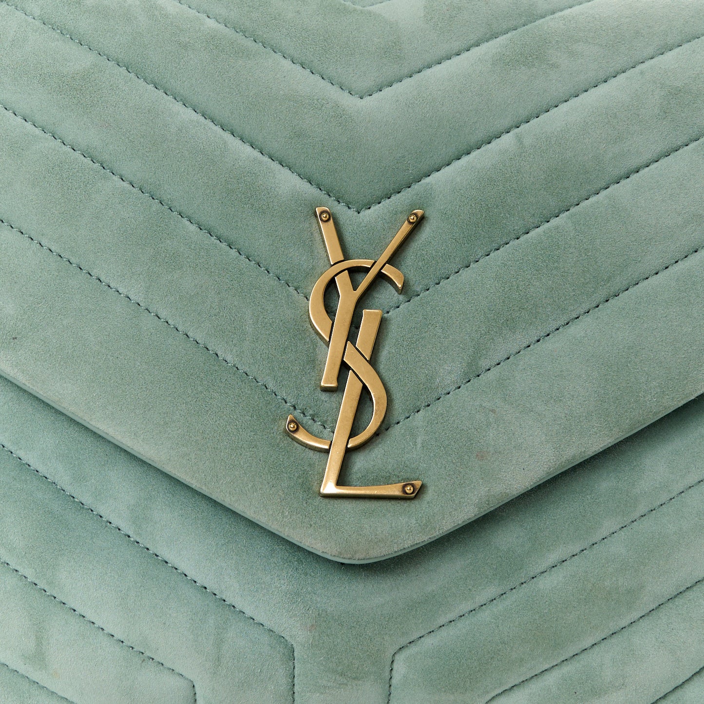 Suede Y Quilted Monogram Medium Loulou Chain Satchel Vert Opaline