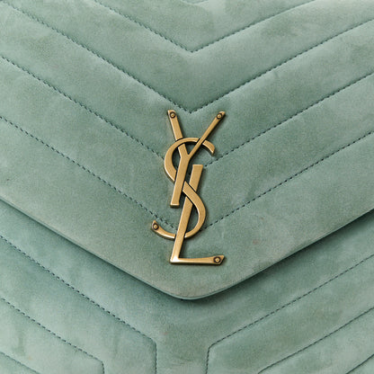 Saint Laurent Suede Y Quilted Monogram Medium Loulou Chain Satchel Vert Opaline 9 of 12