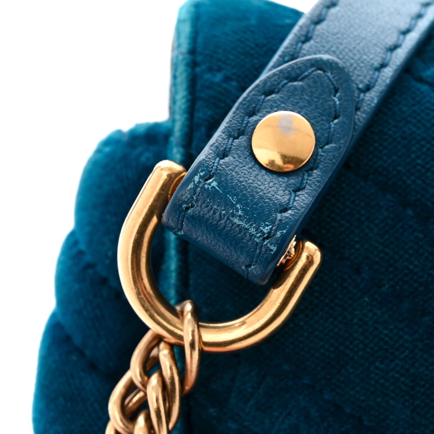 Balenciaga Velvet Logo Matelasse BB Chain Wallet Teal Blue 14 of 14