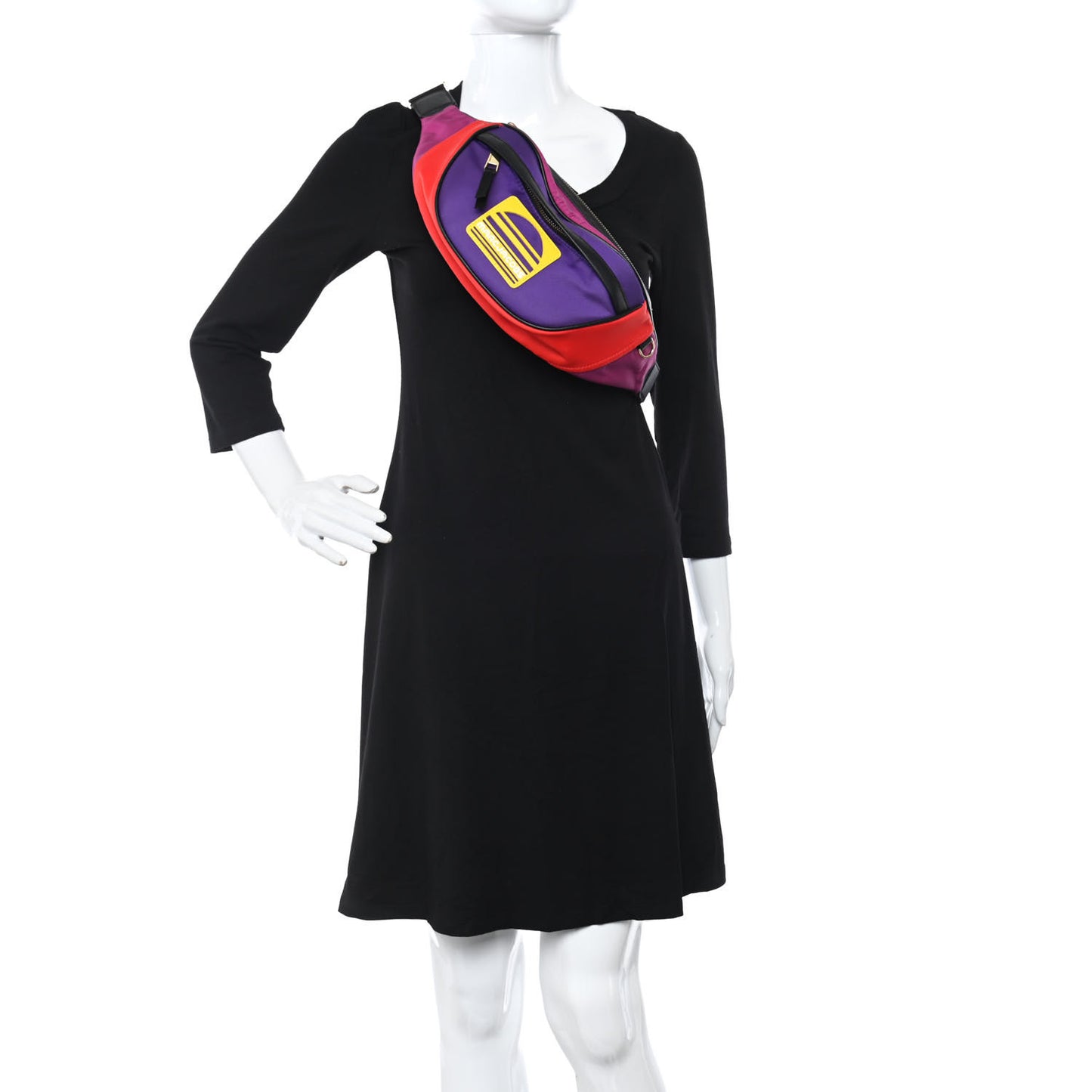 Calfskin Nylon Sport Belt Bag Purple Red