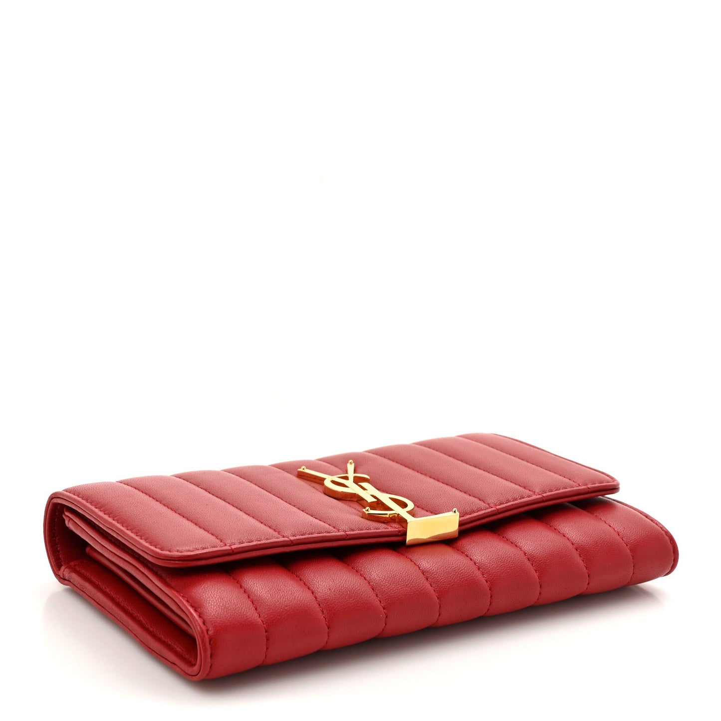 Lambskin Matelasse Monogram Large Vicky Continental Wallet Rouge Eros