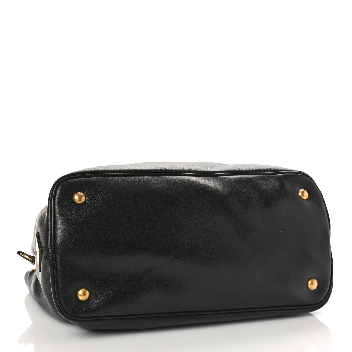 Glace Calfskin Embossed Logo Tote Black