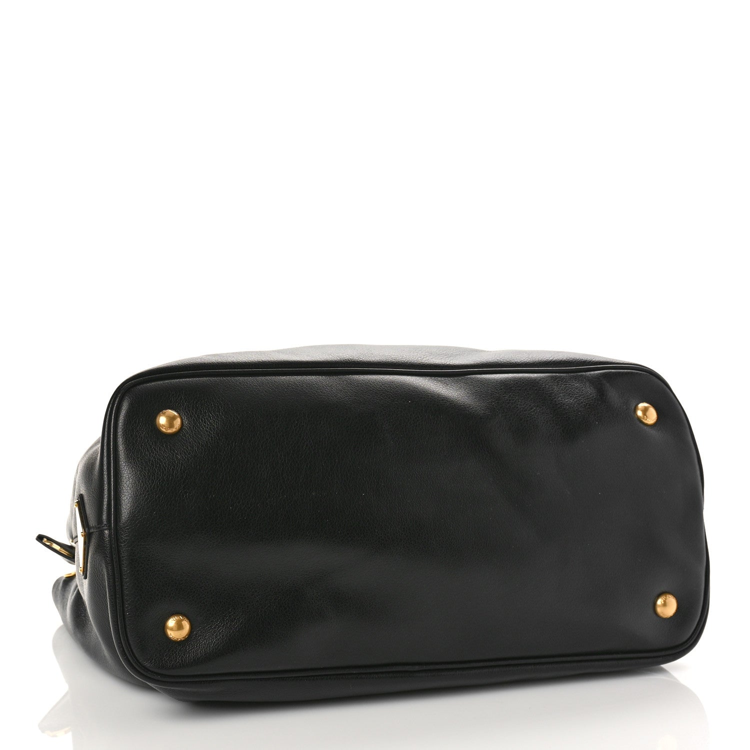Prada Glace Calfskin Embossed Logo Tote Black 4 of 8