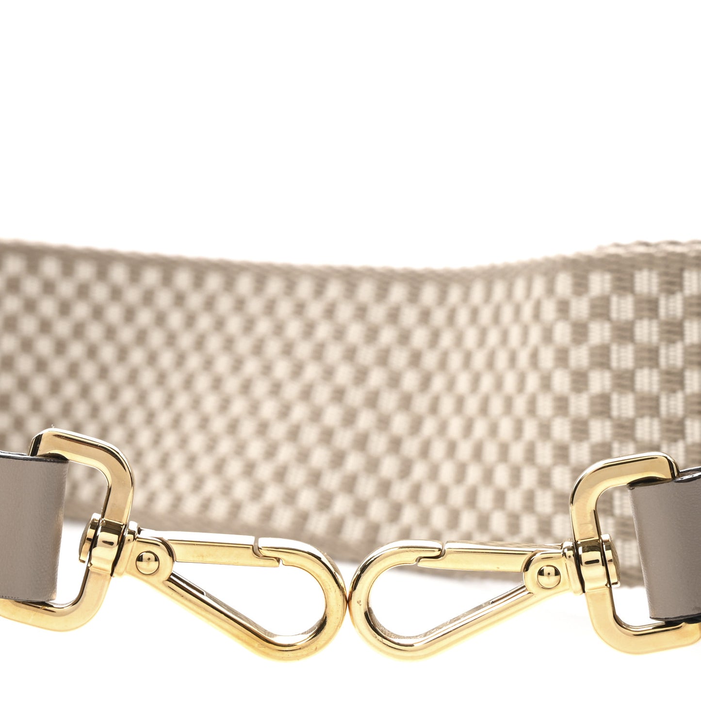 Ribbon Vitello King Logo Embossed Gingham Woven Adjustable Strap You Beige