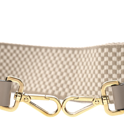 Fendi Ribbon Vitello King Logo Embossed Gingham Woven Adjustable Strap You Beige 3 of 6