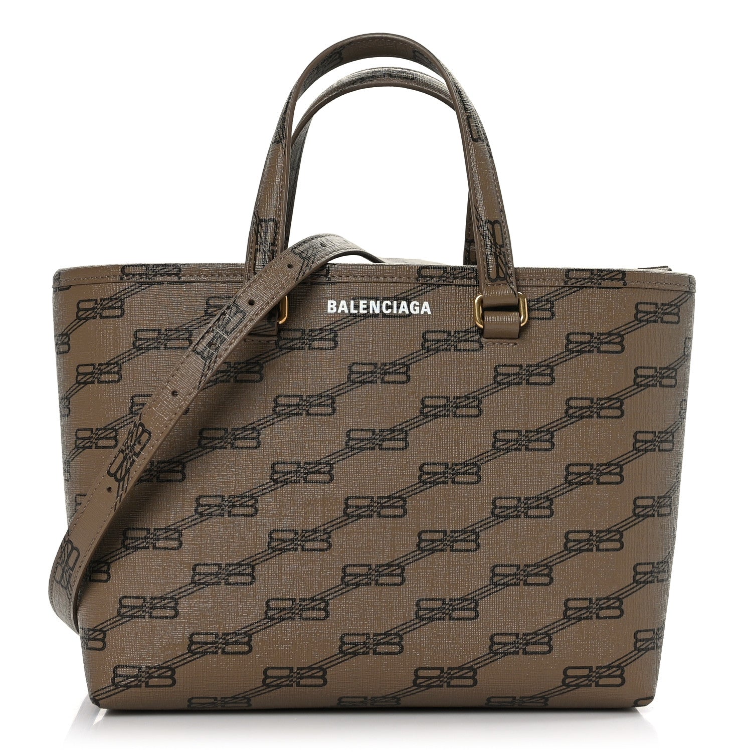 Balenciaga Coated Canvas BB Monogram Small Signature East West Shopper Bag Beige Brown 1 of 9