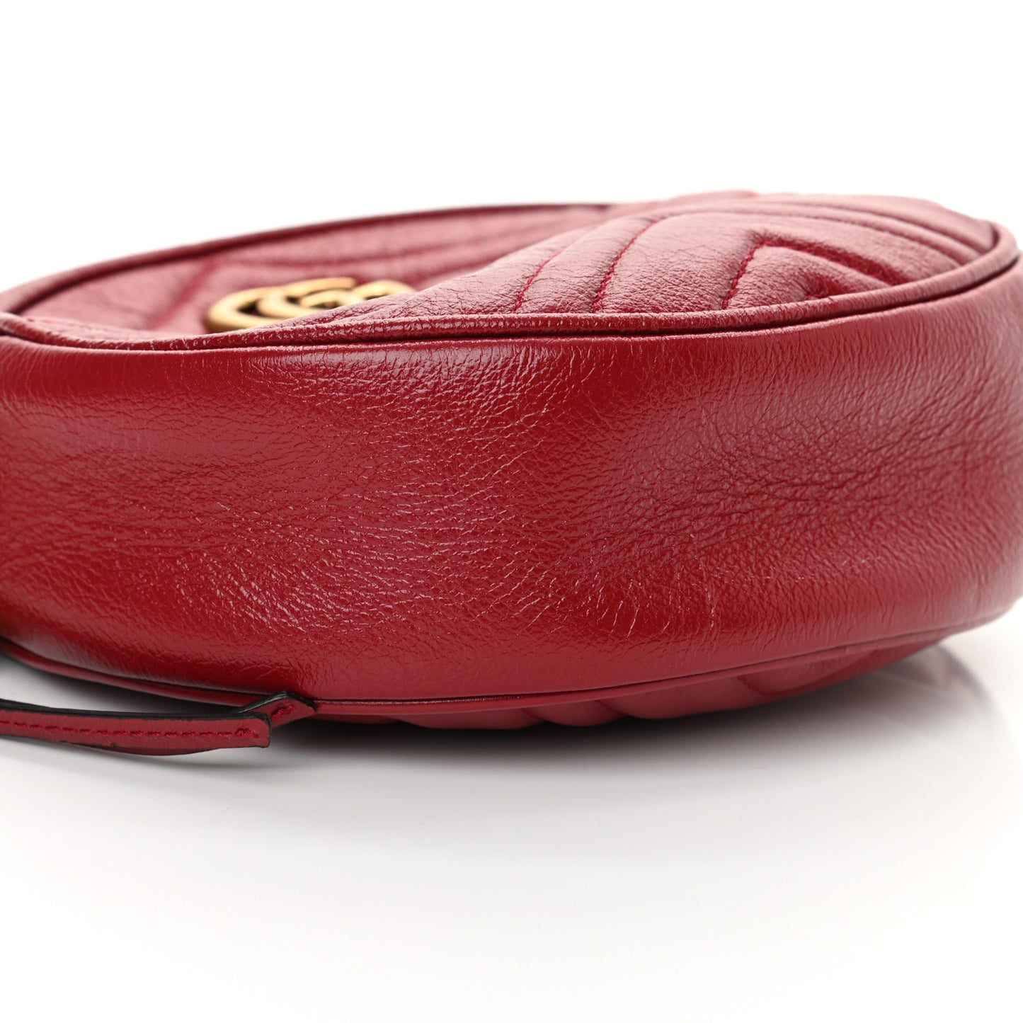 Glazed Calfskin Matelasse Heart Mini GG Marmont Round Shoulder Bag Romantic Cerise