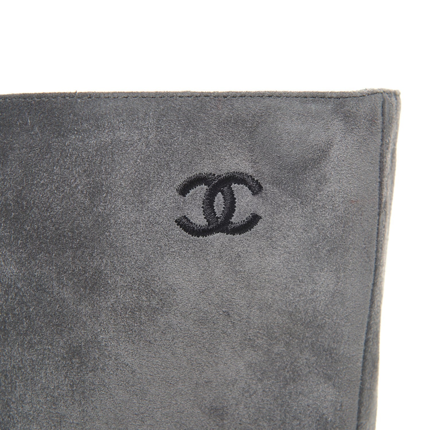 Chanel Suede Calfskin Satin Cap Toe Short Boots 39 Grey Black 10 of 12