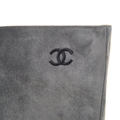 Chanel Suede Calfskin Satin Cap Toe Short Boots 39 Grey Black 10 of 12
