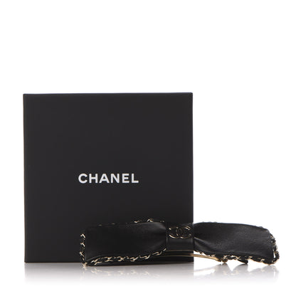 Chanel Lambskin Bow Chain CC Hair Clip Black 6 of 6