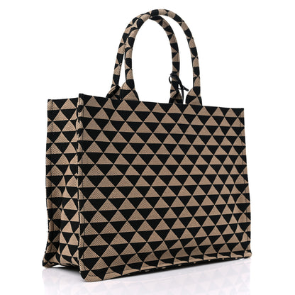 Prada Jacquard Saffiano Triangolo Symbole Embroidered Large Tote Black Corda 3 of 11