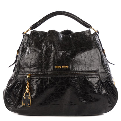 Miu Miu Vitello Lux Charm Hobo Nero Black 1 of 10