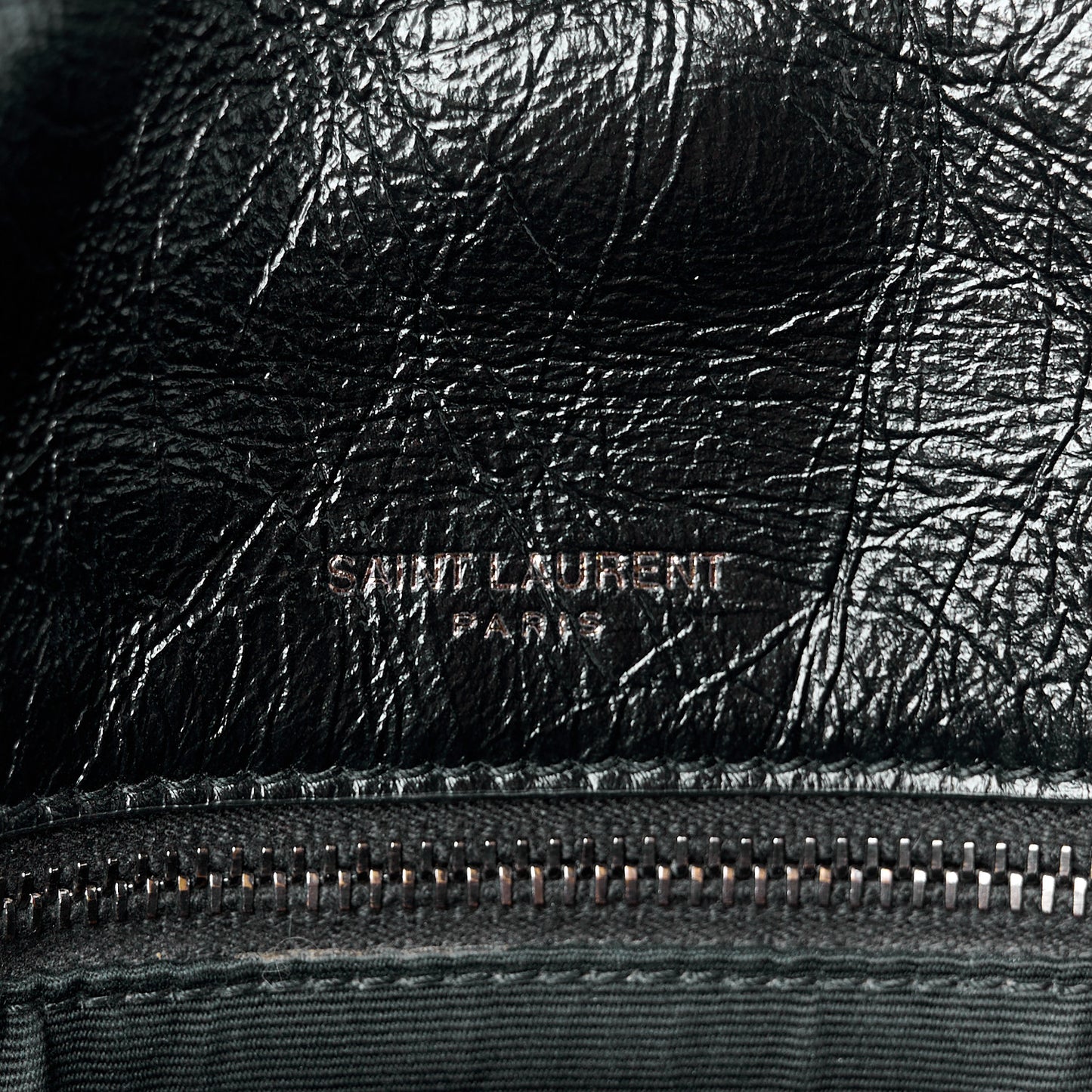 Crinkled Calfskin Matelasse Monogram Medium Niki Chain Satchel Black