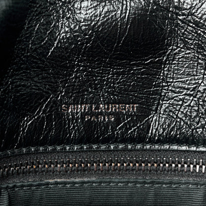 Saint Laurent Crinkled Calfskin Matelasse Monogram Medium Niki Chain Satchel Black 7 of 11