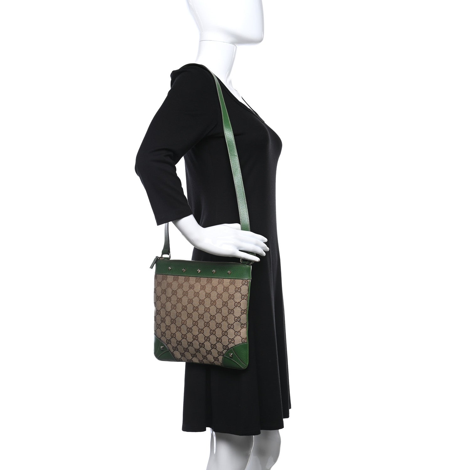 Gucci Monogram Studded Messenger Green 2 of 9