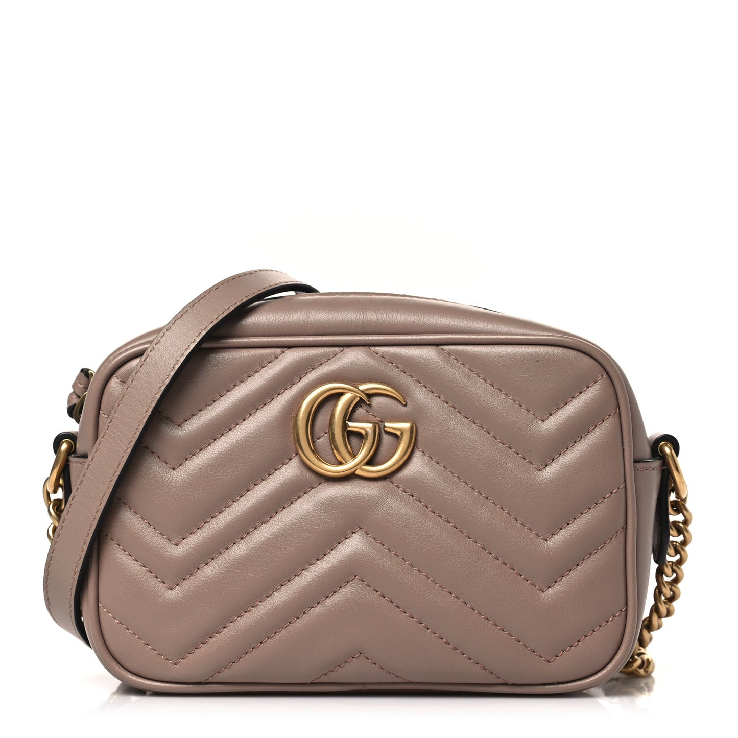 Calfskin Matelasse Mini GG Marmont Chain Shoulder Bag Porcelain Rose