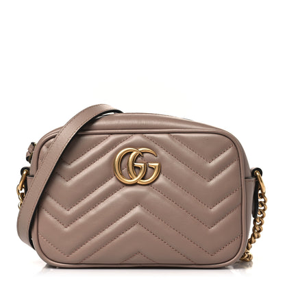 Gucci Calfskin Matelasse Mini GG Marmont Chain Shoulder Bag Porcelain Rose 1 of 10