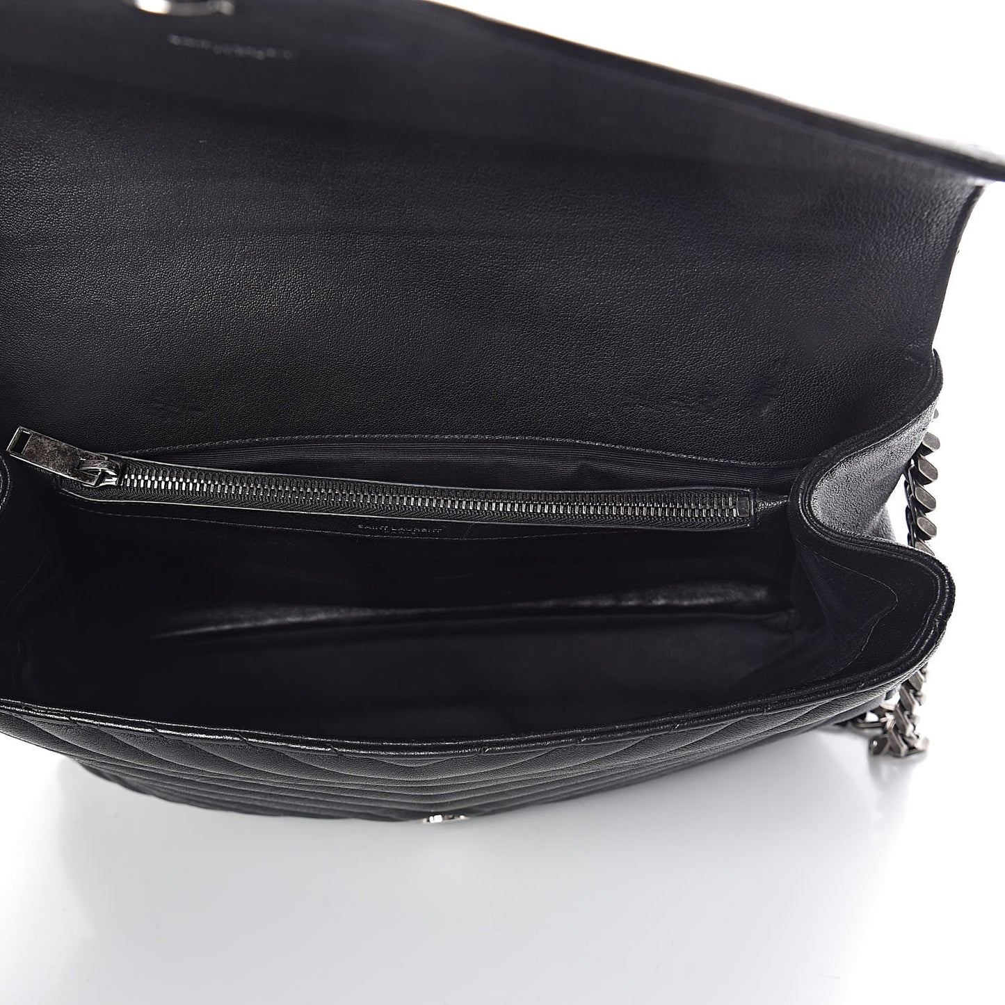 Sheepskin Matelasse Chevron Monogram Large College Satchel Black