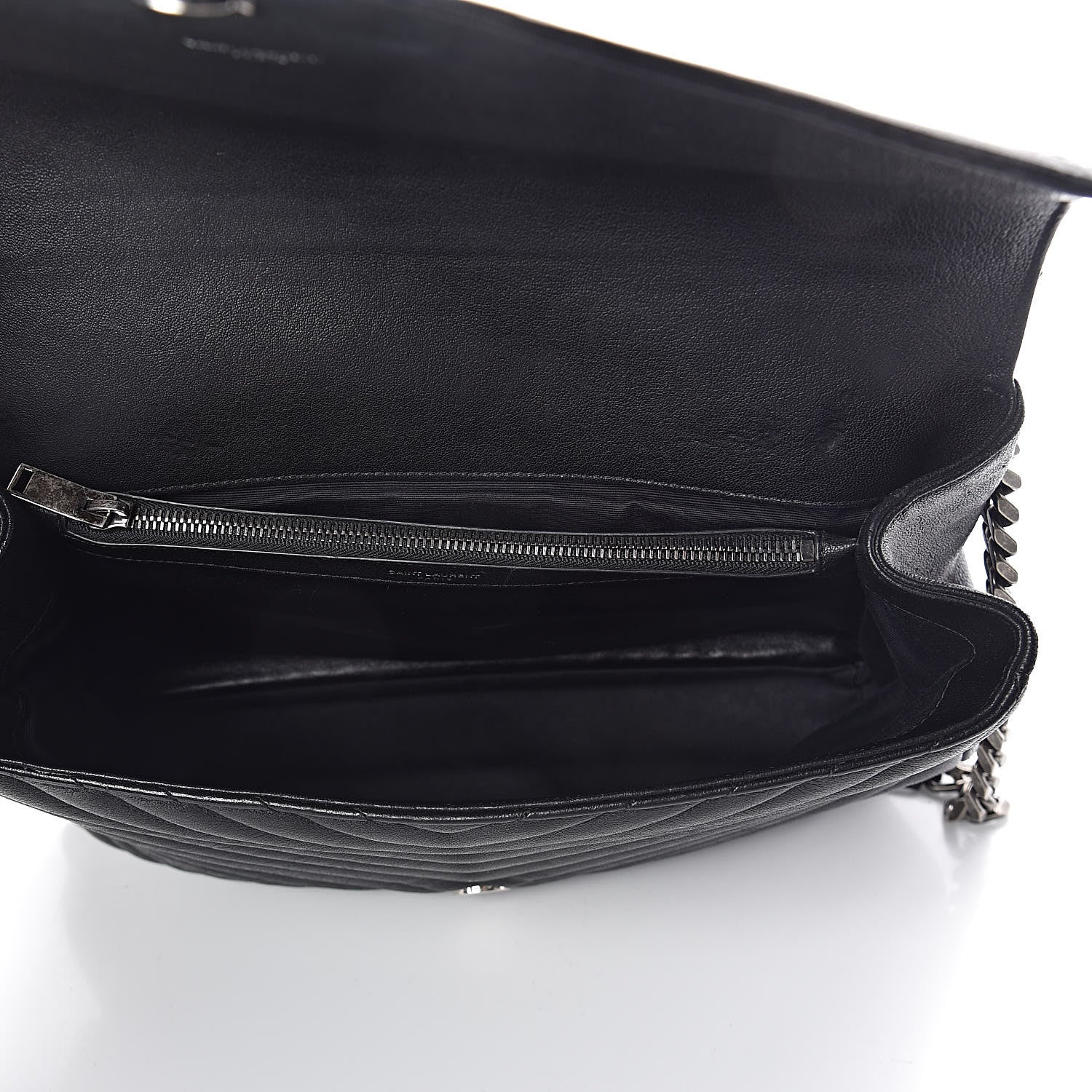 Saint Laurent Sheepskin Matelasse Chevron Monogram Large College Satchel Black 5 of 12