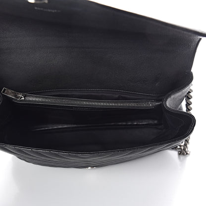 Saint Laurent Sheepskin Matelasse Chevron Monogram Large College Satchel Black 5 of 12