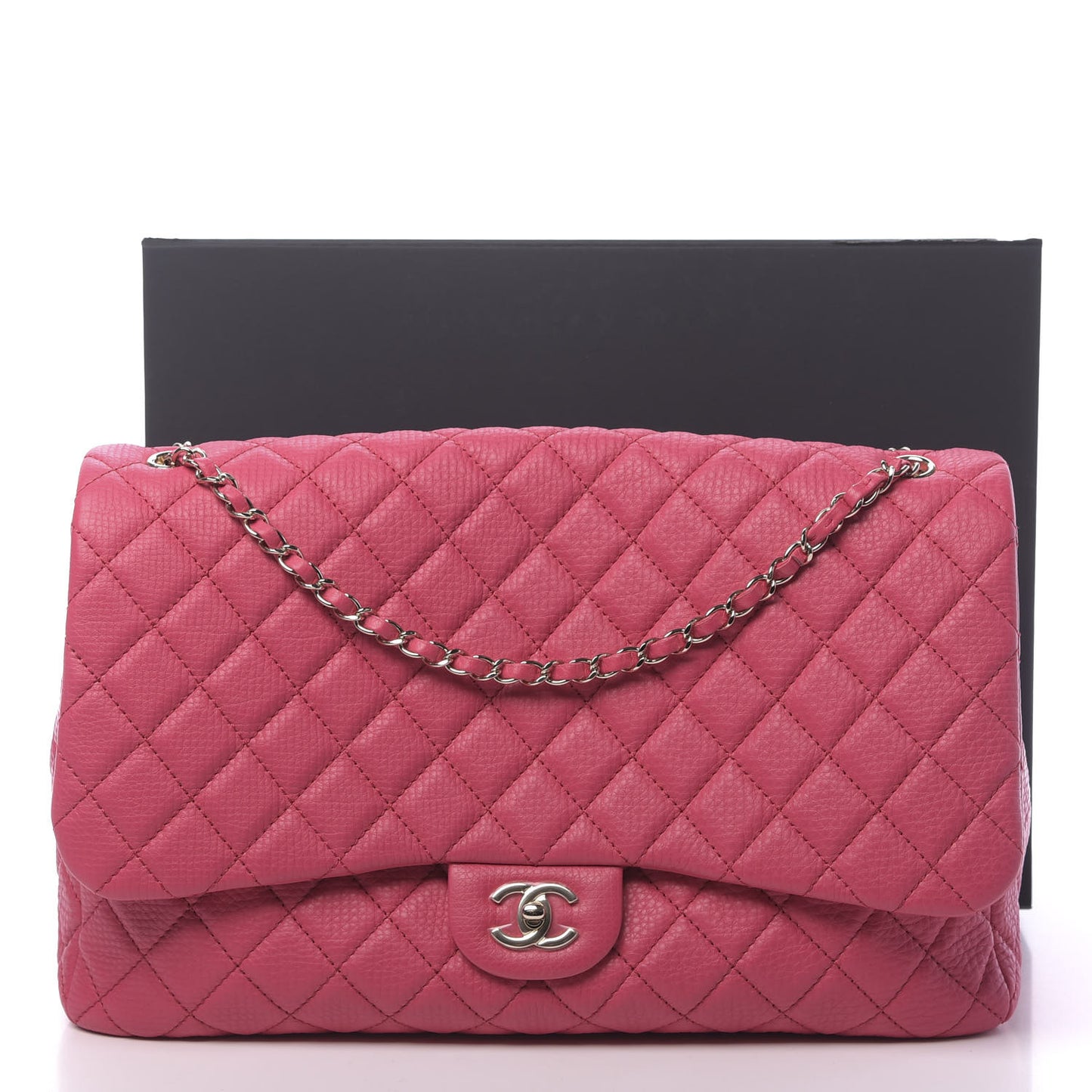 Calfskin Quilted Small XXL Travel Flap Bag Dark Pink