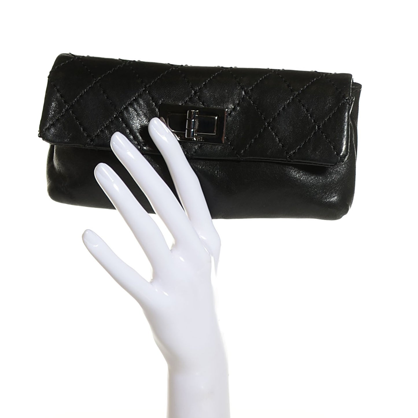 Lambskin Quilted Mademoiselle Clutch Black
