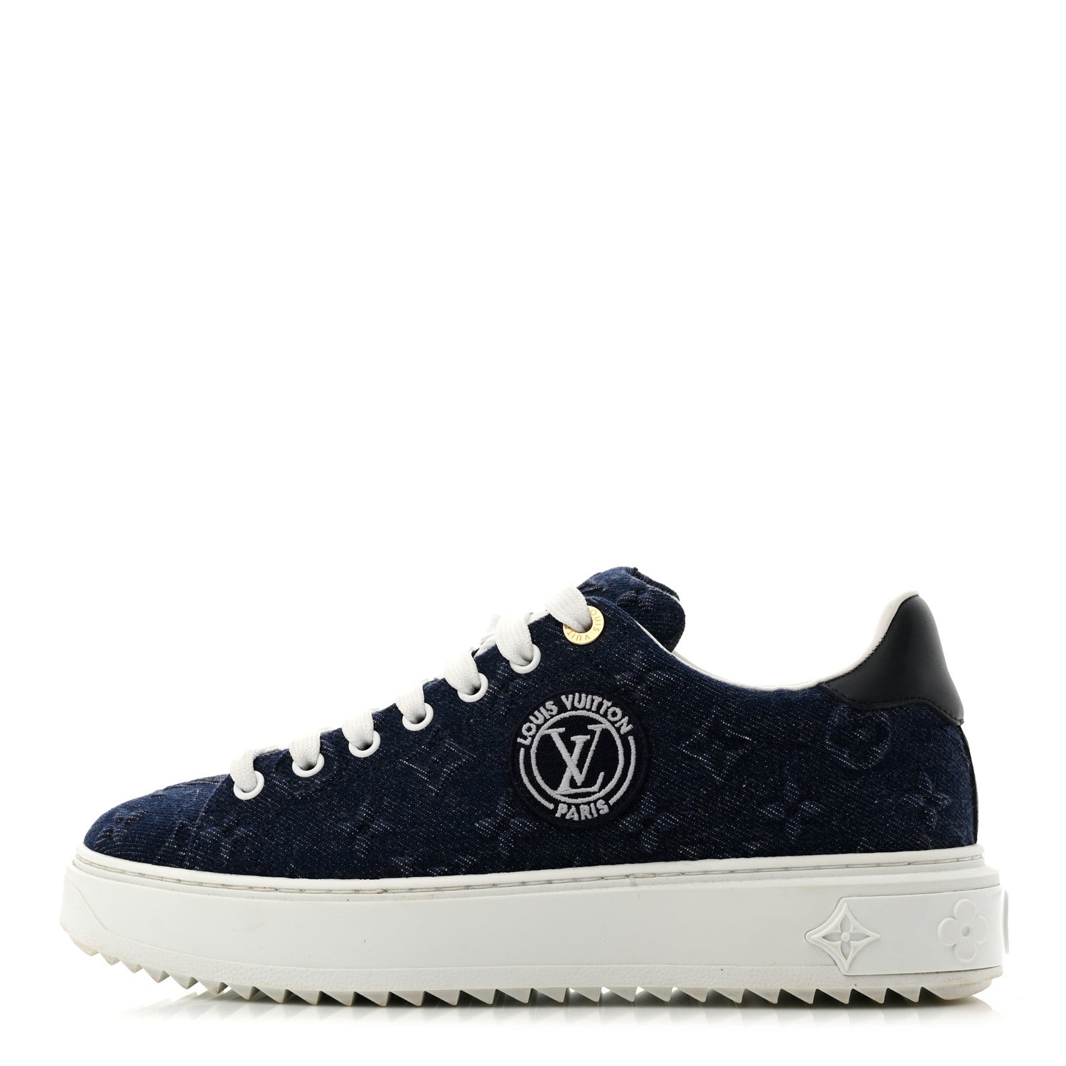 Louis Vuitton Denim Monogram Debossed Time Out Sneakers 39 Blue 1 of 9