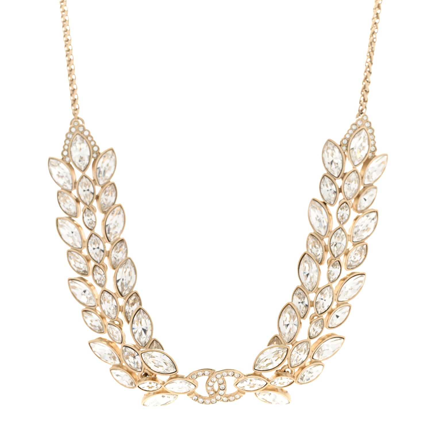 Chanel Crystal Sparkling Wheat CC Choker Necklace Gold 1 of 7