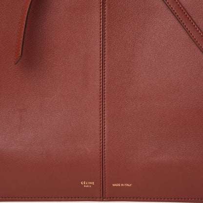 Celine Calfskin Medium Tri-Fold Bag Red Wood 6 of 15