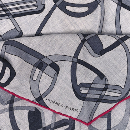 Hermes Silk Quincaillerie Equestre Losange Losange Scarf Gris Chine Gris Fuchsia 2 of 3