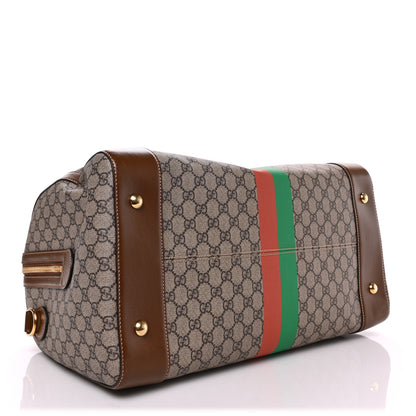 Gucci GG Supreme Monogram Azalea Calfskin Fake/Not Medium Retro Interlocking G Carry On Duffle Beige Ebony Brown Sugar 4 of 9