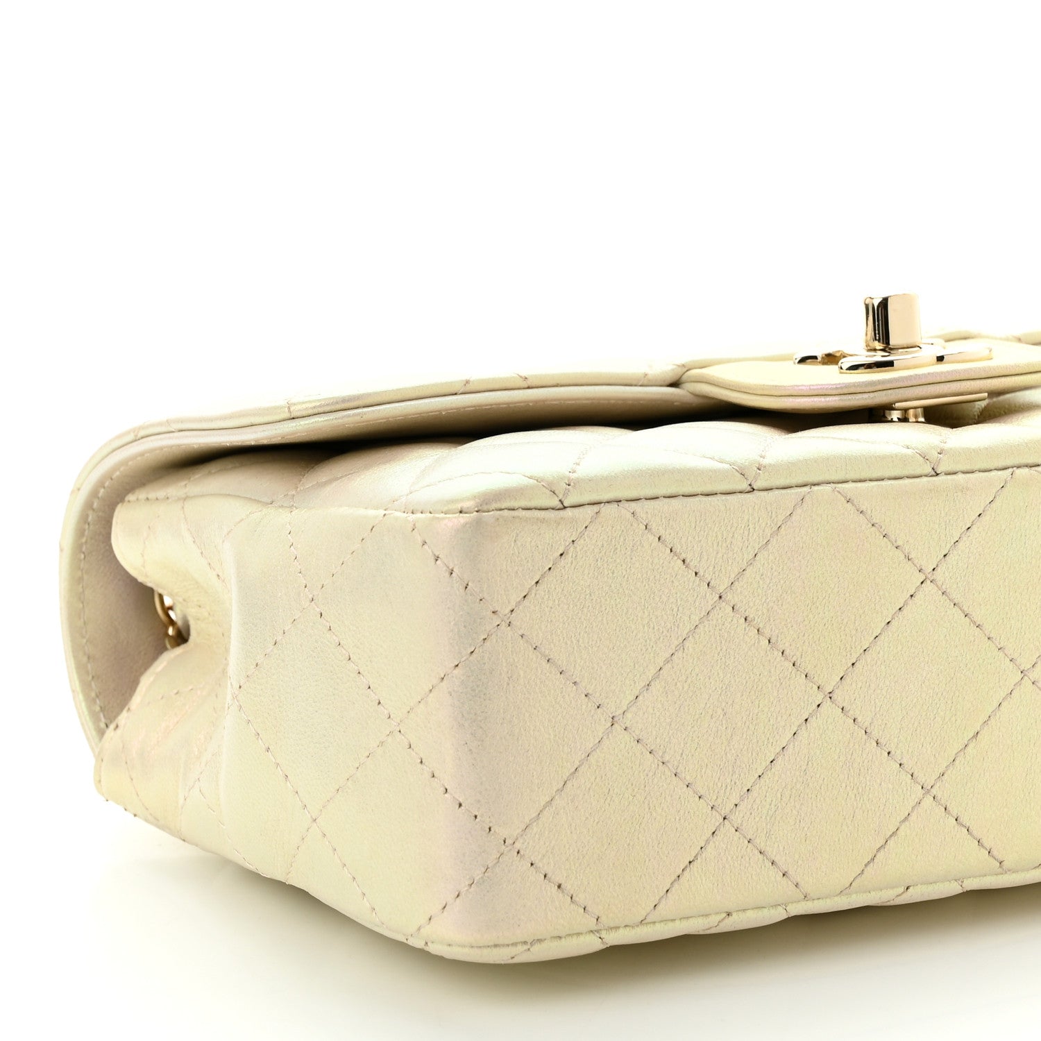Chanel Iridescent Lambskin Quilted Mini Rectangular Flap Ivory 10 of 11