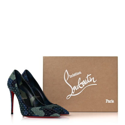 Christian Louboutin Veau Velours Camou Kate Plume 100 Pumps 37 Lin Multi 8 of 8