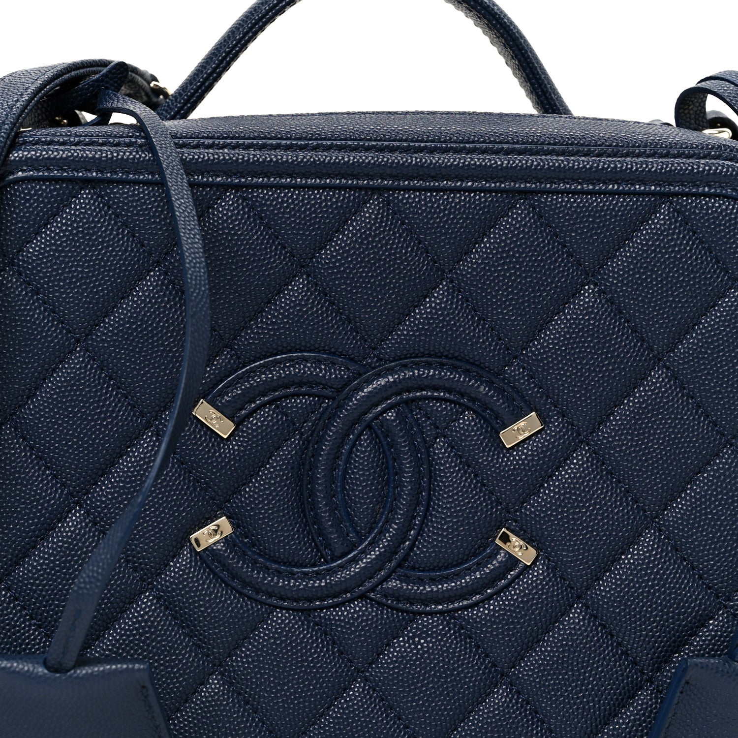 Chanel Caviar Quilted Medium CC Filigree Vanity Case Navy 8 of 11