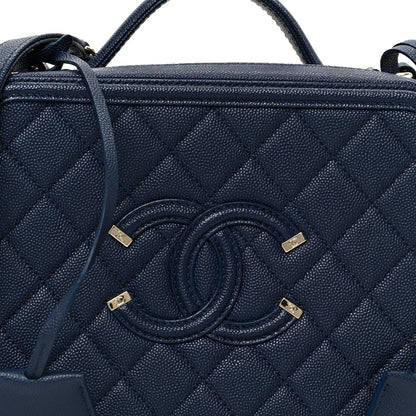 Chanel Caviar Quilted Medium CC Filigree Vanity Case Navy 8 of 11