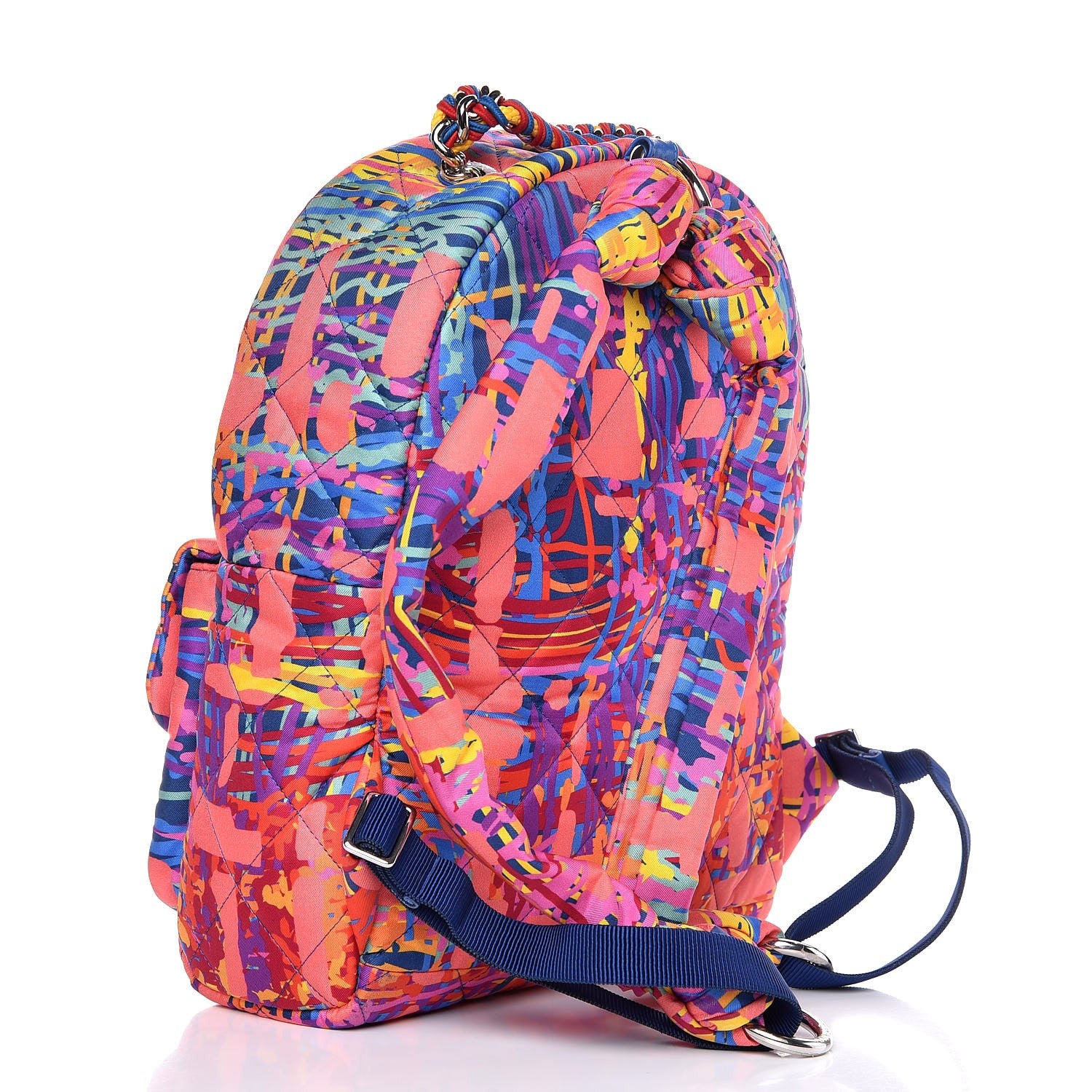 Chanel Foulard Fabric Quilted Printed Backpack Pink 3 of 8