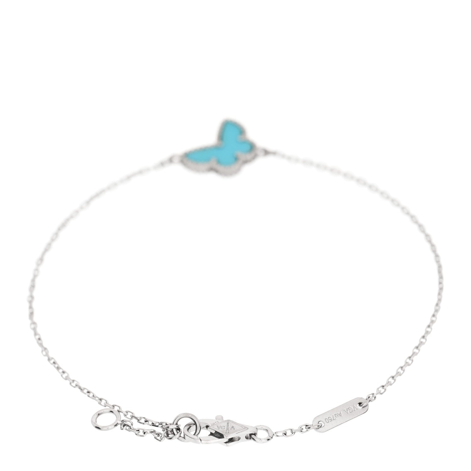 Van Cleef & Arpels 18K White Gold Turquoise Sweet Alhambra Butterfly Bracelet 2 of 7