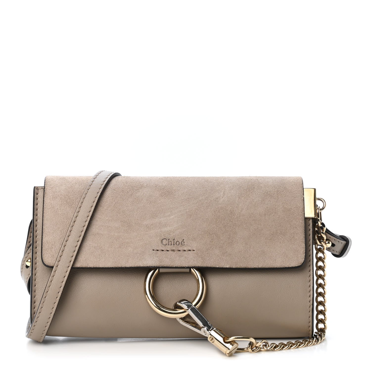 Chloe Suede Calfskin Mini Faye Shoulder Bag Motty Grey 1 of 4
