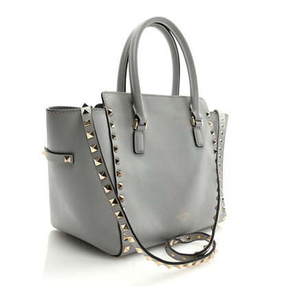 Valentino Garavani Vitello Small Rockstud Double Handle Tote Grey 3 of 9