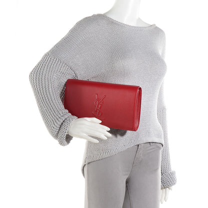Saint Laurent Goatskin Belle de Jour Clutch Lipstick Red 2 of 6