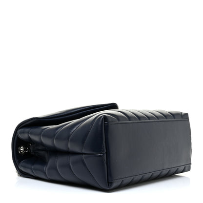 Saint Laurent Calfskin Y Quilted Monogram Small Loulou Chain Satchel Deep Marine 4 of 16