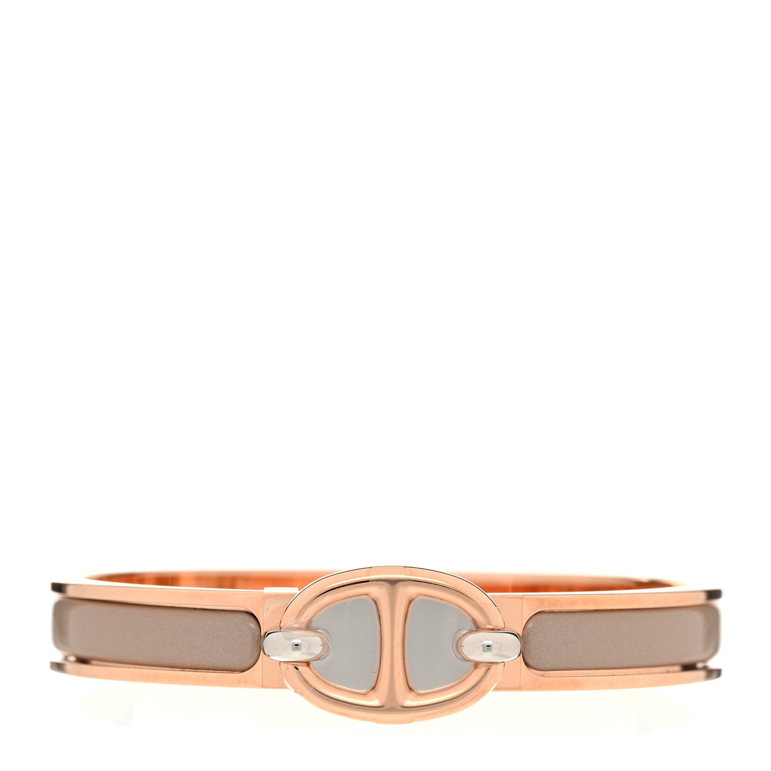 Hermes Enamel Mini Clic Chaine d'Ancre Bracelet GM Marron Glace 1 of 4
