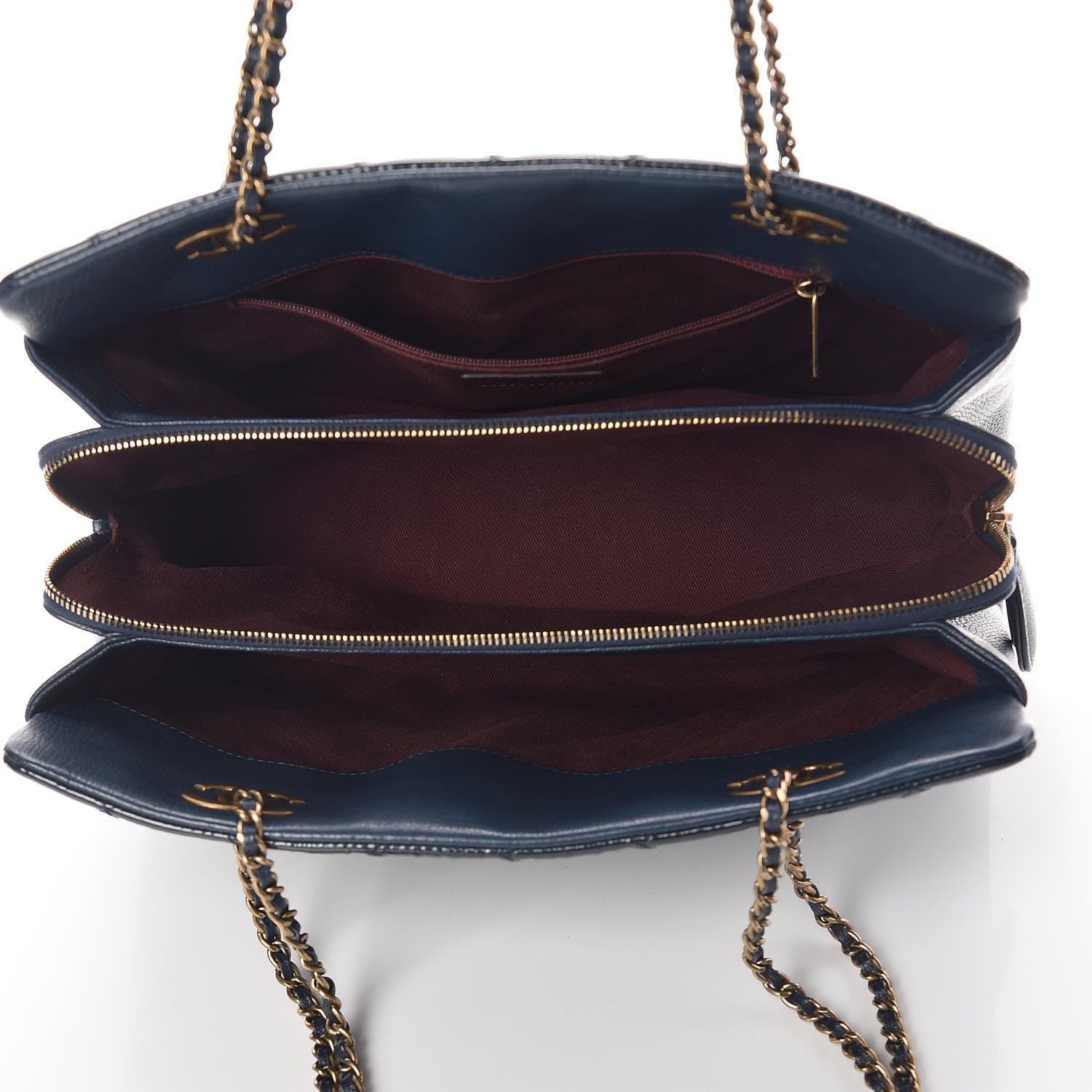 Chanel Patent Goatskin Quilted Small CC Eyelet Tote Blue 7 of 9