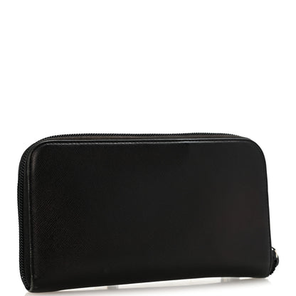 Prada Saffiano Triangle Zip Around Wallet Black 3 of 12