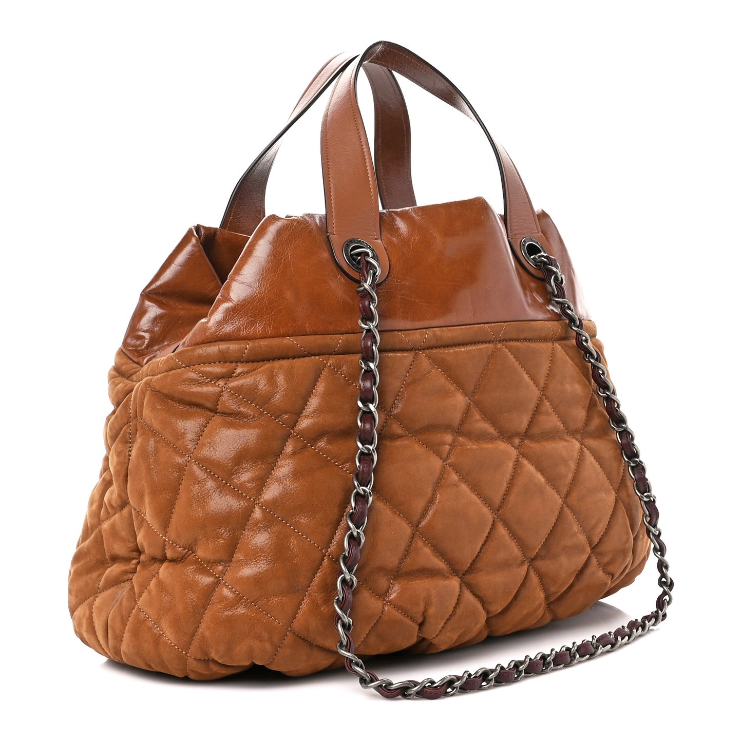Iridescent Calfskin Large In The Mix Tote Light Brown